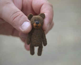 Made to order, Miniature bear, Miniature, Felted bear, Brown bear, Bear for a doll, Bear