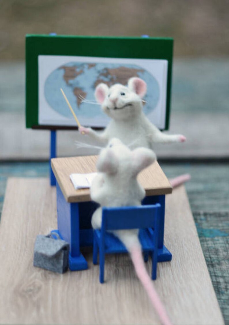 MADE TO ORDER Mice in school Mouse student White mouse Felt Etsy