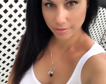 Tourmaline Necklace, Selenite Necklace, Protection Necklace, Crystal Healing Necklace, Gemstone Necklace, Black Tourmaline Necklace,