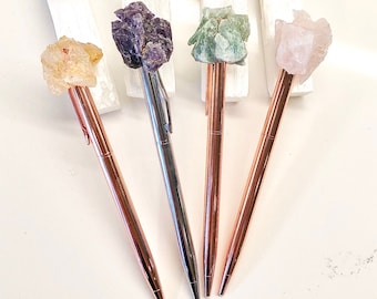 Edelstein Stift, Kristall Affirmation Stift, Kristall Manifestation Stift, Traum Journaling, Gesetz der Anziehung Stift, Rohkristall Zubehör