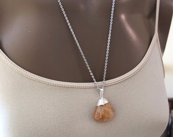 Citrine Necklace, Citrine Healing Necklace, Citrine Crystal Necklace, Citrine Jewelry, Meditation Necklace, Healing Necklace, Crystal