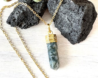 Moss Agate Necklace, Moss Agate Jewelry, Gemstone Necklace, Crystal Jewelry, Metaphysical Gift, Gift Ideas, Boho Accessories, Healing Stones