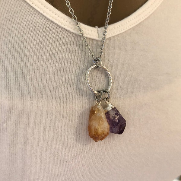 Kobe Bryant Necklace, Gemstone,  Necklace, Healing Grief Necklace, Amethyst Gemstone Necklace, Citrine Necklace, Laker Inspired Necklace