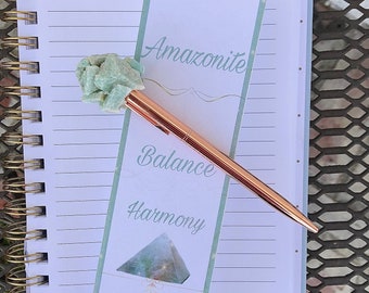 Edelstein gekrönt Stift, Kristall Affirmation Stifte, Kristall Manifestation Stifte, Traum Journaling, Gesetz der Anziehung Stift, rohen Kristall Zubehör