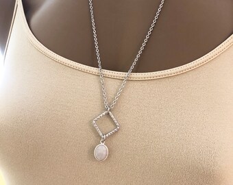 Collar de piedra lunar, piedra de nacimiento de junio, collar de cristal de piedra lunar, collar de sanación de piedra lunar, joyería de piedra lunar, collar de sanación de cristal