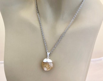 Citrine Necklace, Citrine Healing Necklace, Citrine Crystal Necklace, Citrine Jewelry, Meditation Necklace, Healing Necklace, Crystal