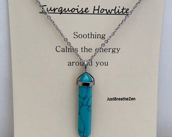 Turquoise Howlite Necklace, Howlite Necklace, Turquoise Necklace, Healing Crystal Necklace, Howlite Turquoise Necklace, Gemstone Necklace
