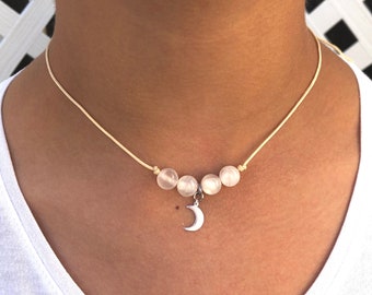 Selenite Necklace, Selenite Crystal Necklace, Healing Necklace, Meditation Necklace, Crystal Necklace, Selenite Jewelry, Crescent Necklace