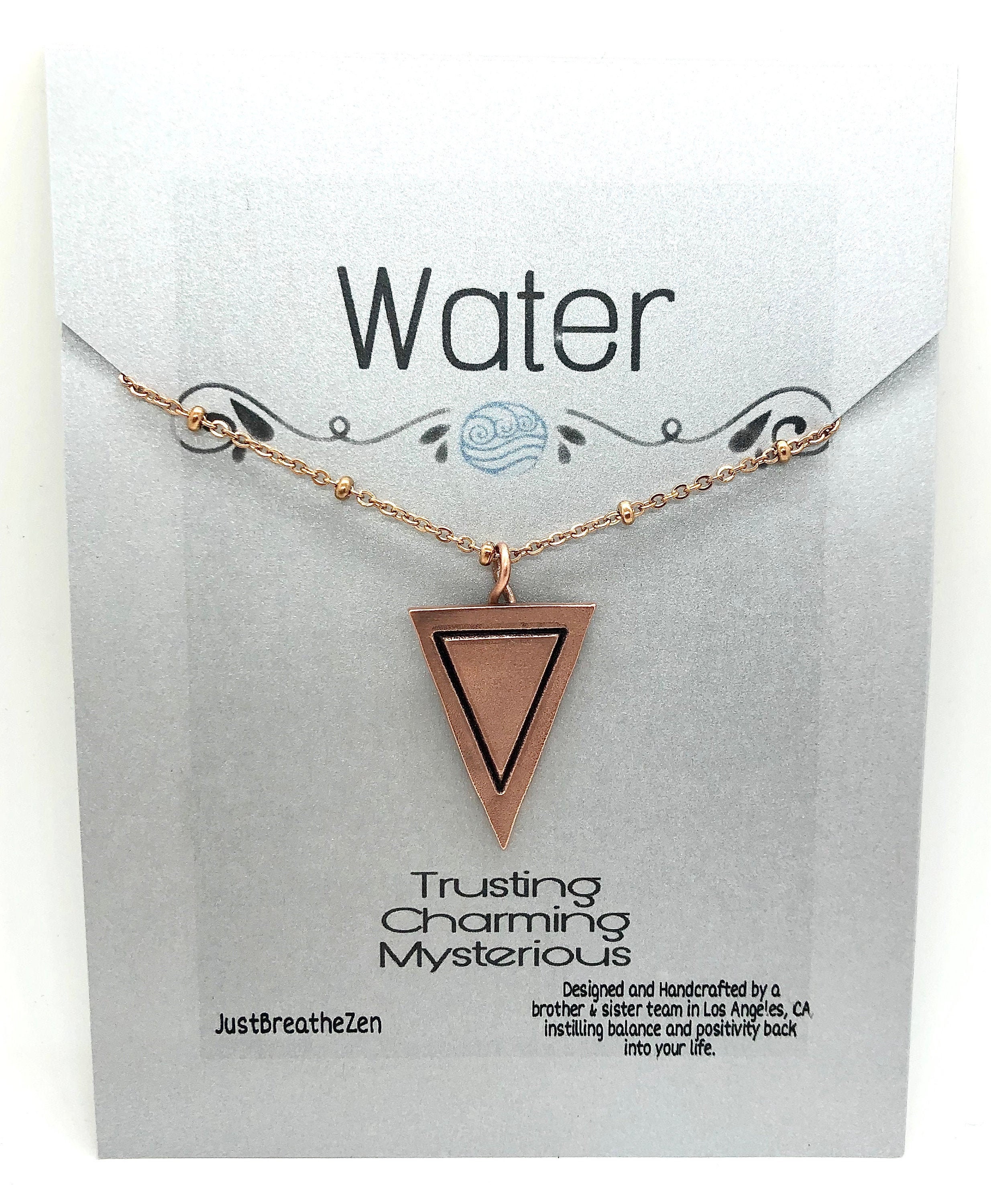 Water Element Triangle Necklace Water Sign Necklace Alchemy Etsy