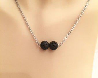 Lava Stone Necklace, Essential Oil Necklace, Lava stone Jewelry, Simple Lava Stone Necklace, Aromatherapy Necklace, Diffuser Necklace