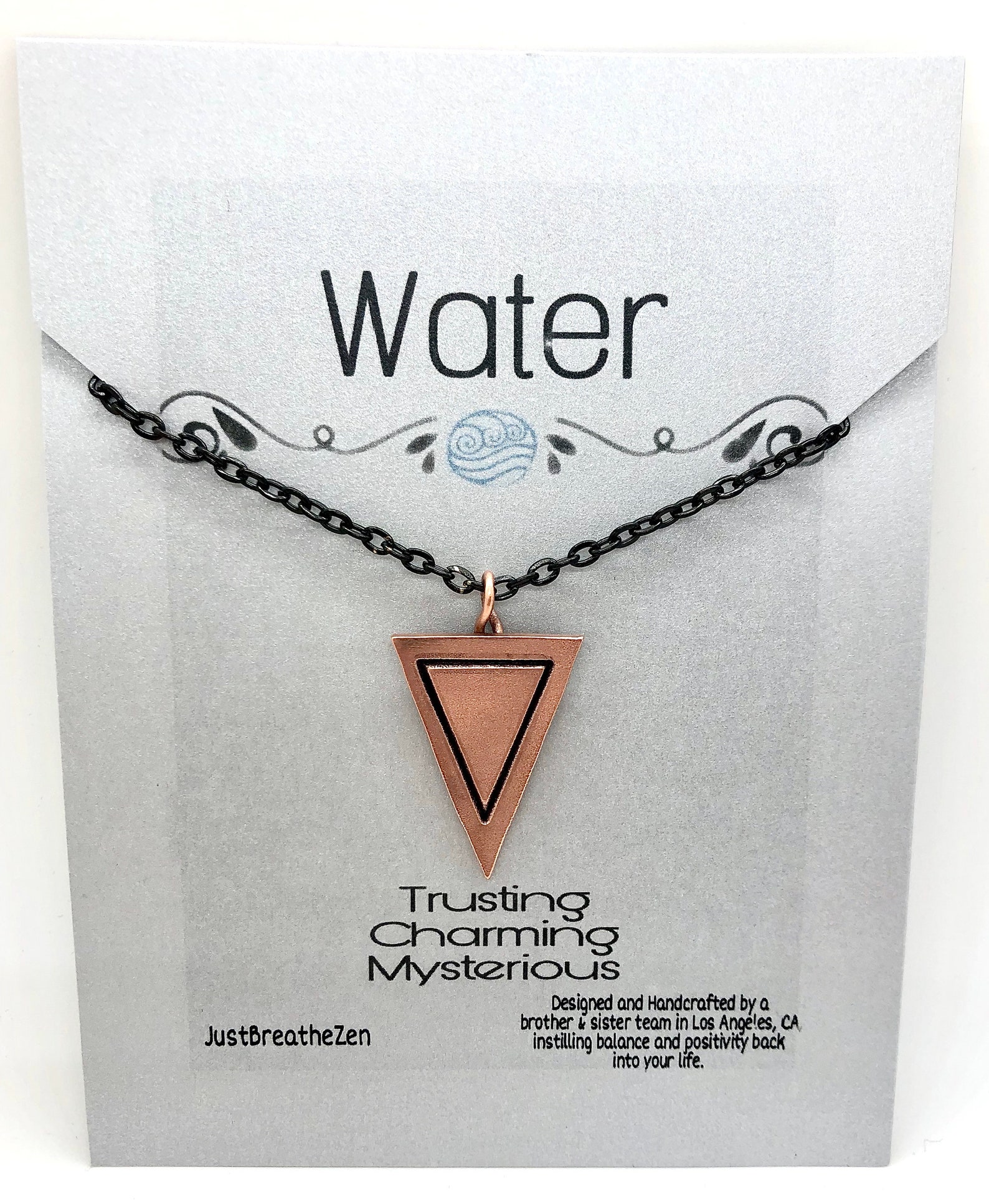 Water Element Triangle Necklace Water Sign Necklace Alchemy Etsy