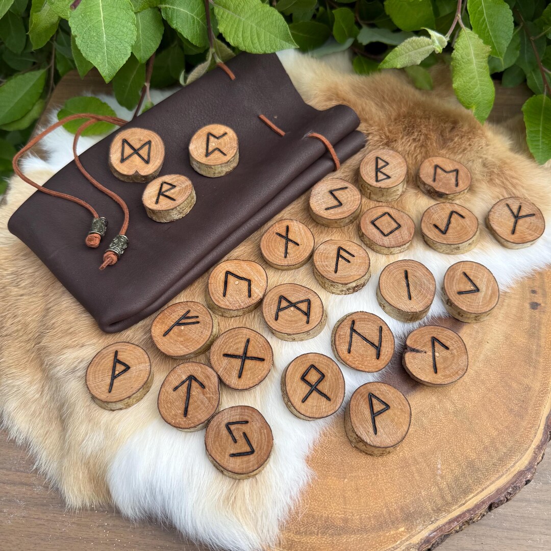 Birch Wood Norse Rune Set | Viking Pyrography | Pagan Alter Decor ...