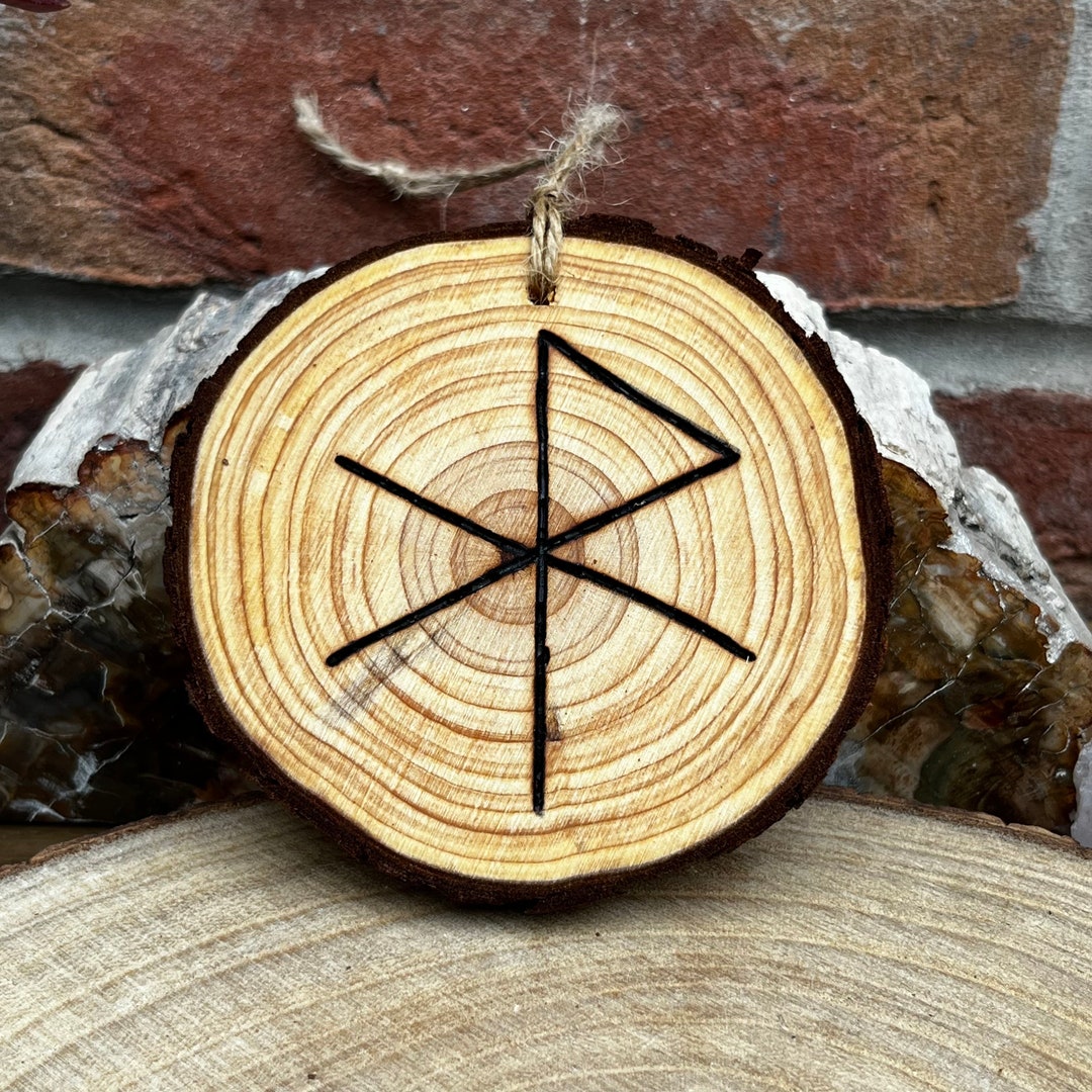 to put on various things as decor? viking bind runes |... Viking love Bind Rune Wooden Hanging Pyrography Norse Viking Nordic ...