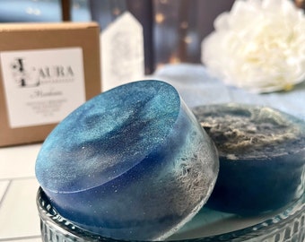 Glycerin Loofah Soap Round - Celestial Moonbeams Spa Shower Soap Round - Uplifting Self Care Spa Soap