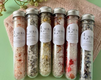 Bath Salt Soak Tubes Set of 6- Botanical Bath Salt Wedding Baby Shower Favors - 2 oz Spa Salt Tubes - Natural Bath Salts Gift Set