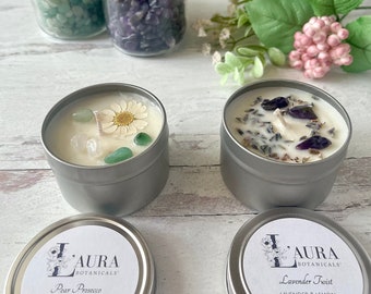 Aromatherapy Botanical Soy 4.5 oz Candle Tins - Spa and Relaxation Self Care Ritual Candle Gift