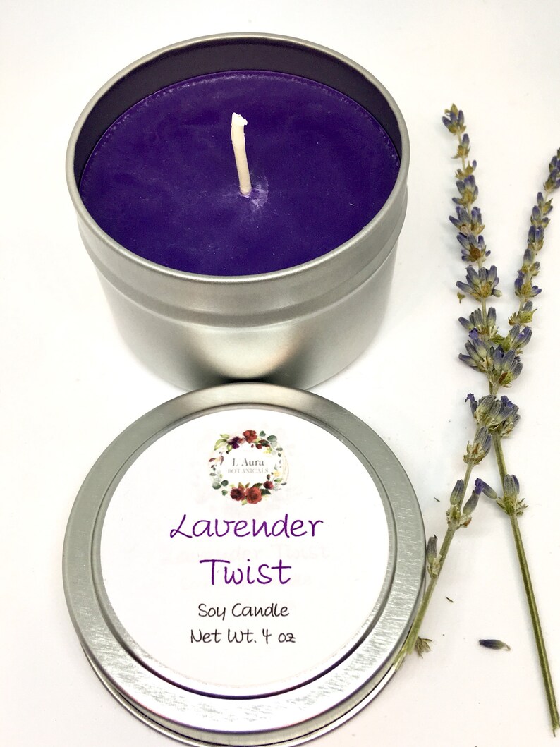Lavender Soy Candle 4 oz Lavender Travel Soy Candle Tin Etsy