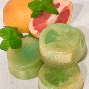 Grapefruit Mint Glycerin Loofah Round Soap Light and Fresh Skin Loving Glycerin Soap Uplifting Bright Green Spa Soap Bar image 5