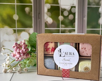 Bath Bombs Gift Set of 12,  Aromatherapy Spa Bath Bomb Gift for Beauty Guru,  Natural Pampering Bath Bombs Spa Gift Box,  Zen Moments