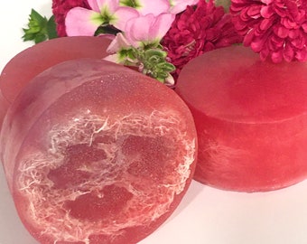 Berry and Wine Scented Loofah Soap Bar - Spa Soap - Spa Soap Gift for Wine Lover - Glycerin Loofah Soap Round