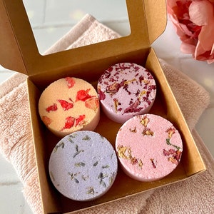 Botanical 2 oz Bath Bombs Set of 4 Pampering Spa Shower Steamers Aromatherapy Cocoa Butter Spa Bath Gift Spa Lover Spring Gift Set immagine 9