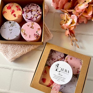 Botanical 2 oz Bath Bombs Set of 4 Pampering Spa Shower Steamers Aromatherapy Cocoa Butter Spa Bath Gift Spa Lover Spring Gift Set immagine 2