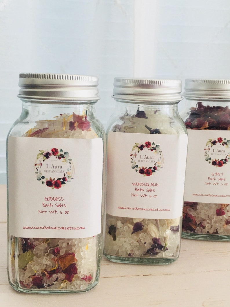 Bath Salt Soak Herbal Botanicals Aromatic Bath Salt Jars Etsy