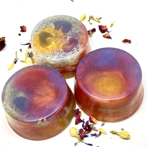 Wildflowers Glycerin Loofah Soap Bar - Floral Aroma Soap Round - Bath Gift for Mom - Spa Soap Gift for Her