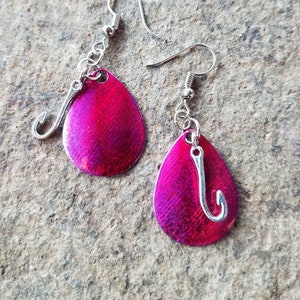 Spinner Blade Fishing Lure Earrings with Fishhook charm...fishing lure jewelry.. #3 blade