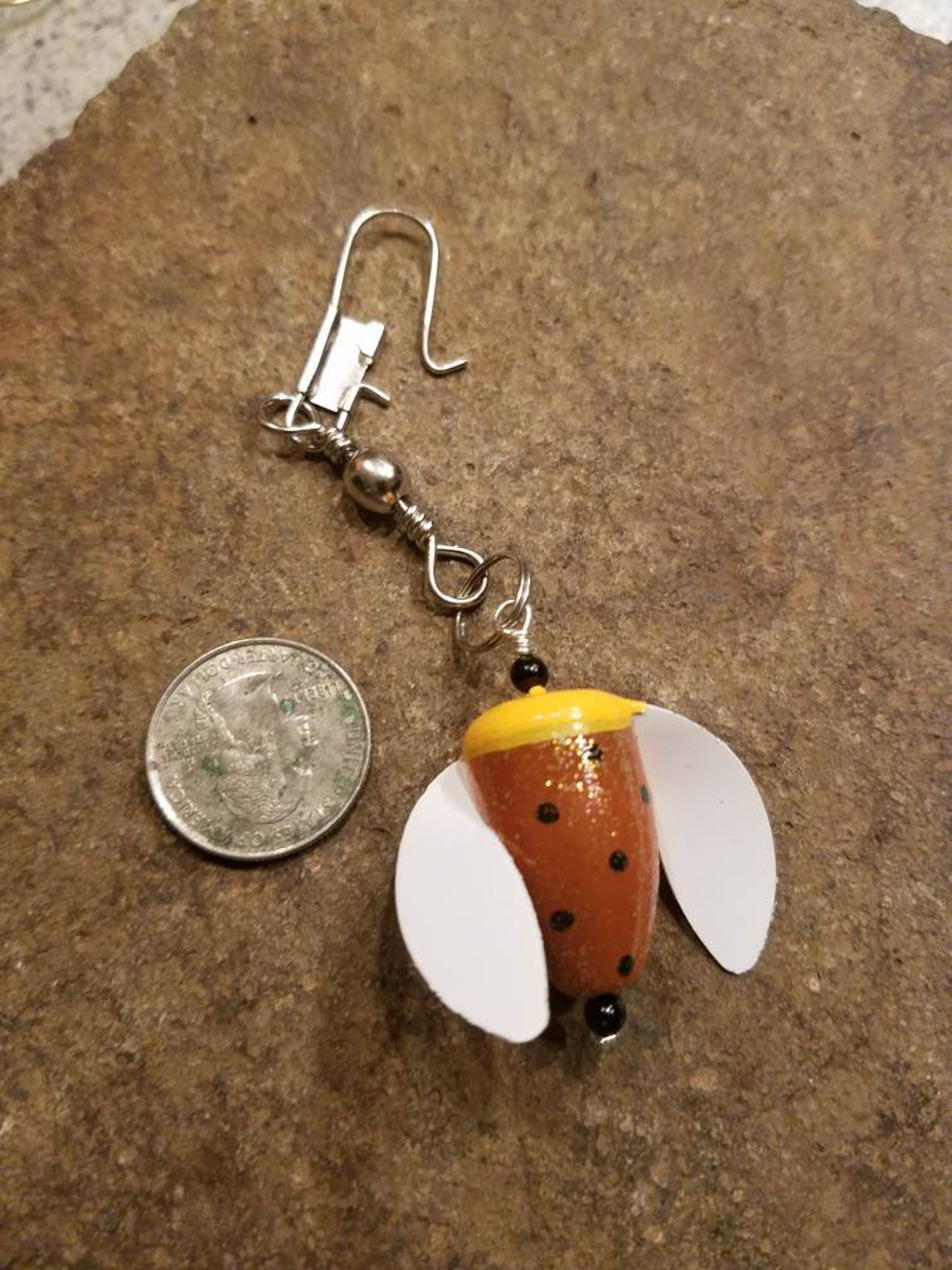 KEYCHAIN With Spin N Glo Corky Fishing Lure Charm and Barrel Swivel