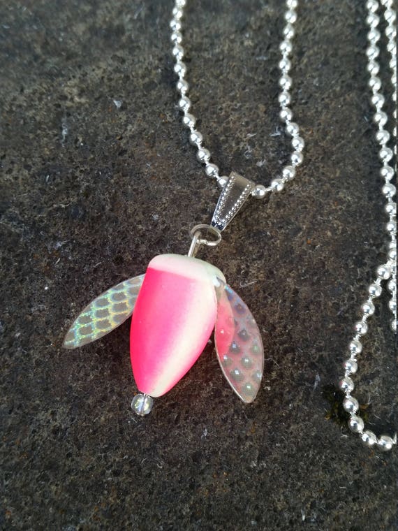 Spin n glo corky fishing lure charm and ball and chain necklace  fishing  necklace .. fishing lure jewelry
