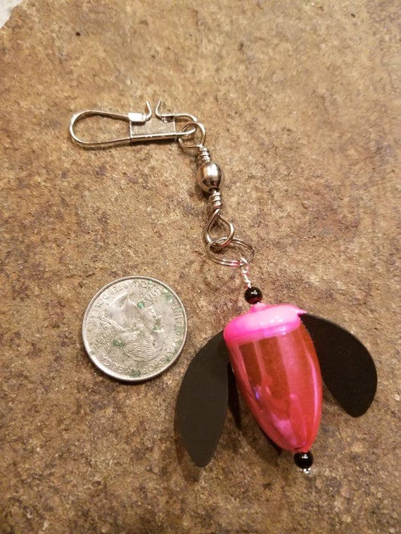 KEYCHAIN With Spin N Glo Corky Fishing Lure Charm and Barrel