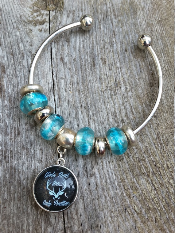 European bead bracelet with turquoise beads and snap charm