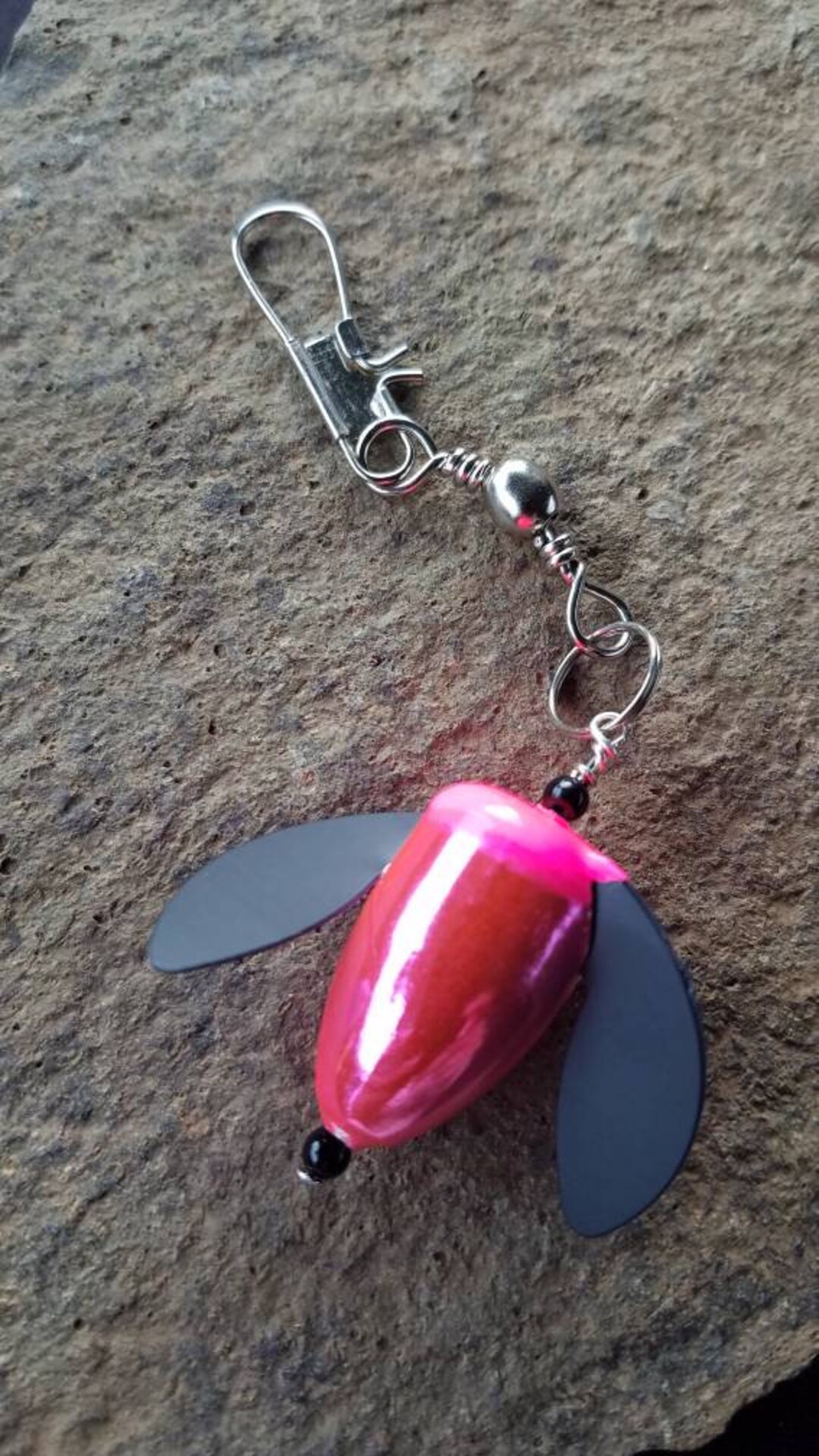 KEYCHAIN With Spin N Glo Corky Fishing Lure Charm and Barrel Swivel With Interlock Snap..fishing