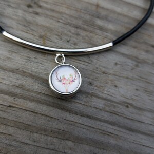 Adjustable anklet / bracelet with Deer skull with antlers and flowers snap .. 12mm snap .. boho jewelry .. snap jewelry .. floral antlers