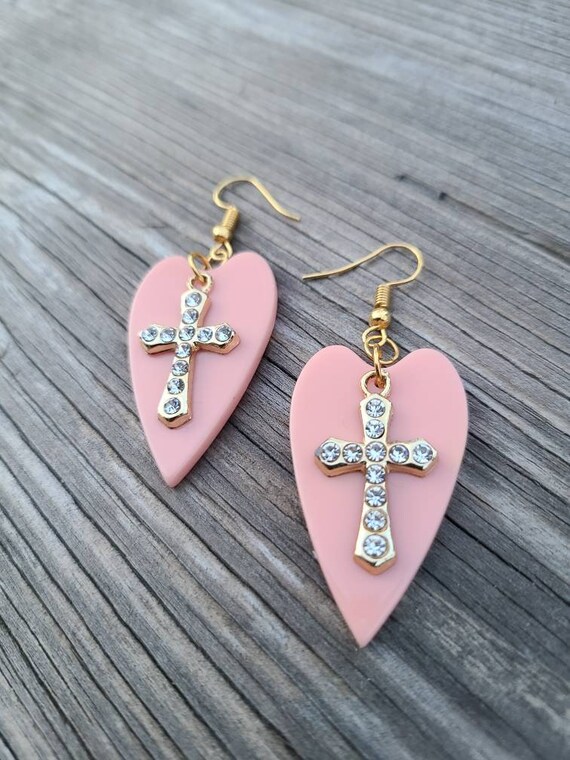 Cross charm shop earrings