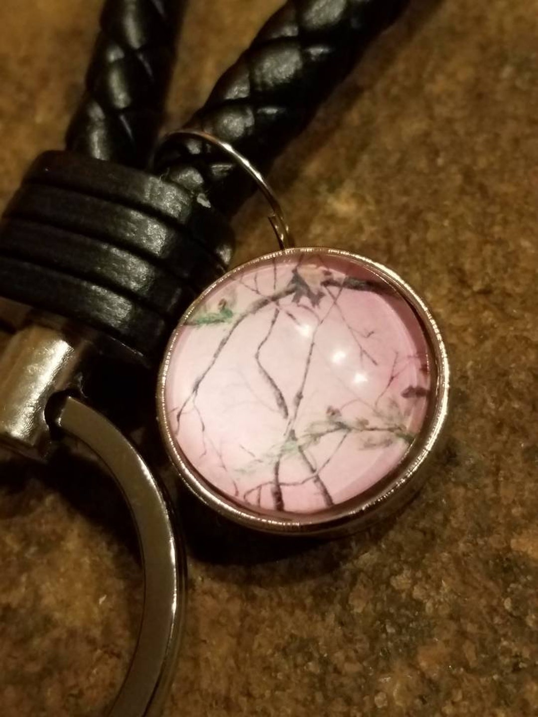 Black Snap Button Keychain With Pink Camo / Camouflage Snap .. Etsy