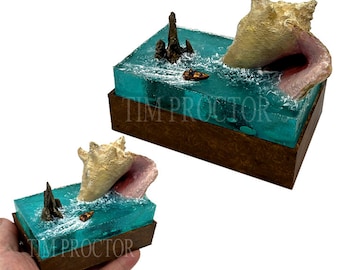 CONCH SHELL BOAT mini diorama landscape