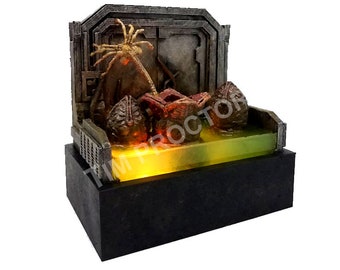 Alien facehugger light up diorama
