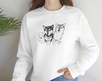 Shiba Musketeers Dog Unisex Heavy Blend Crewneck Sweatshirt | Sumi Ink Valentine's Day Gift Heart Pet Dog