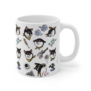 Black and Tan Shiba Inu Mug | Sumi-e Ink Gift Painting Japanese Cute Dog Animal Illustration Tea Coffee Birthday