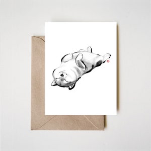 Tarjeta de felicitación de descanso, relajación y recuperación con Shiba Inu / Impresión de pintura con tinta Sumi-e Animal Pascua Mascota Asiático Japonés Zen Amante de los perros Dibujo a tinta