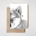 Smiling Shiba face, Unique Sumi-e Painting Print Card Animal illustration B&W Asian zen theme Dog lover Cute Ink Drawing Japanese 