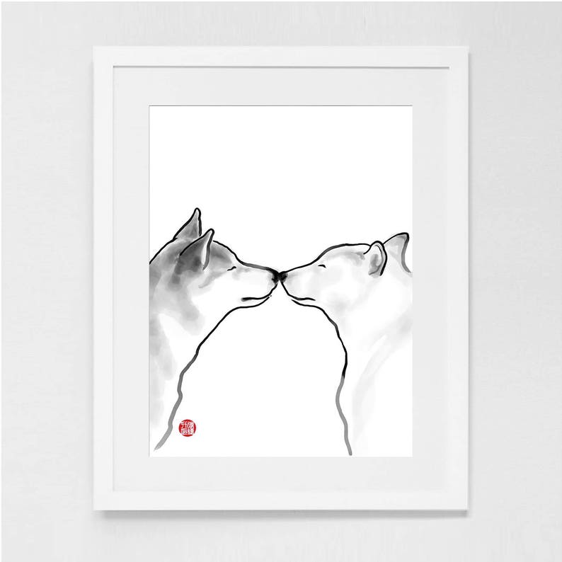 Love Couple Hearts Illustration Single Canvas Wall Art Picture Print