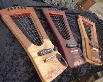 ukulele/saxon electric lyre - unique instrument hand made from reclaimed tonewood