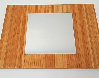 Wooden mirror,Wooden mirror with bamboo slats,Mirror,Rectangular mirror,Home decor