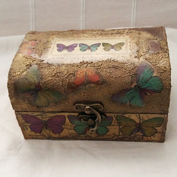 Jewelry box, Jeweler with butterflies, Wooden jewelry box, Decorative box, Furniture boxes, Gift box, Decopage box, Keepsake box, Decopage