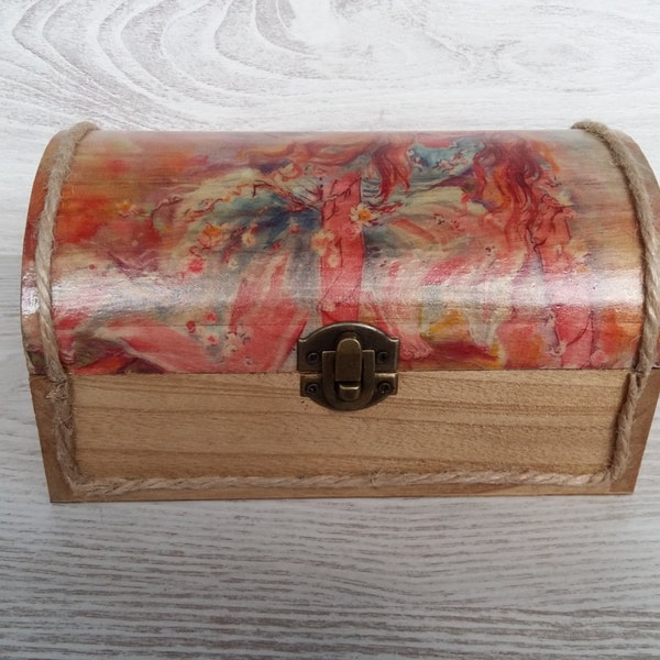 Wooden box with fairy, Jewelry box, Decopage box, Decorative box, Gift box, Vintage jewelry box, Furniture boxes, Keepsake box, Storage box,
