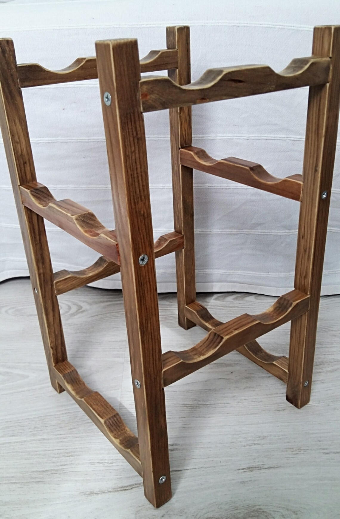 Wooden wine rack, Square bottle, Bottle holder for 8 bottles, Removable