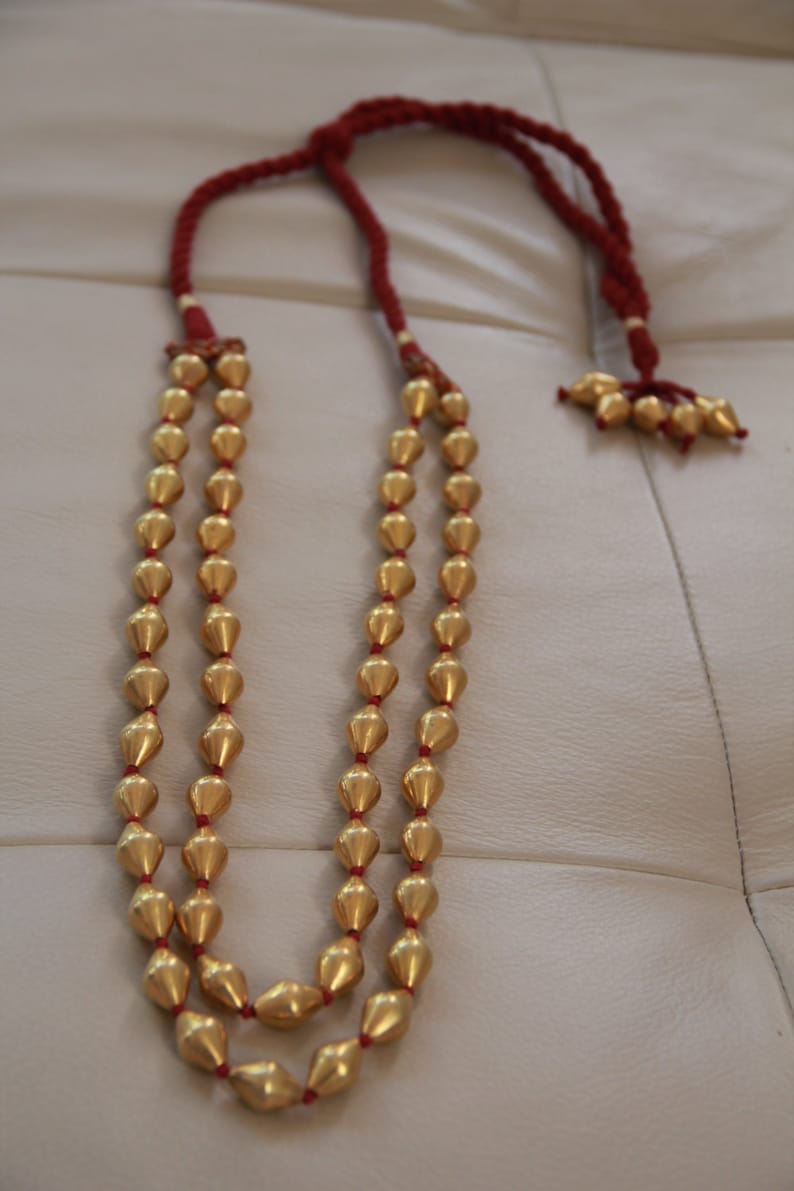 Necklace of double lined goldplated dholki beads in 92.5 pure Etsy
